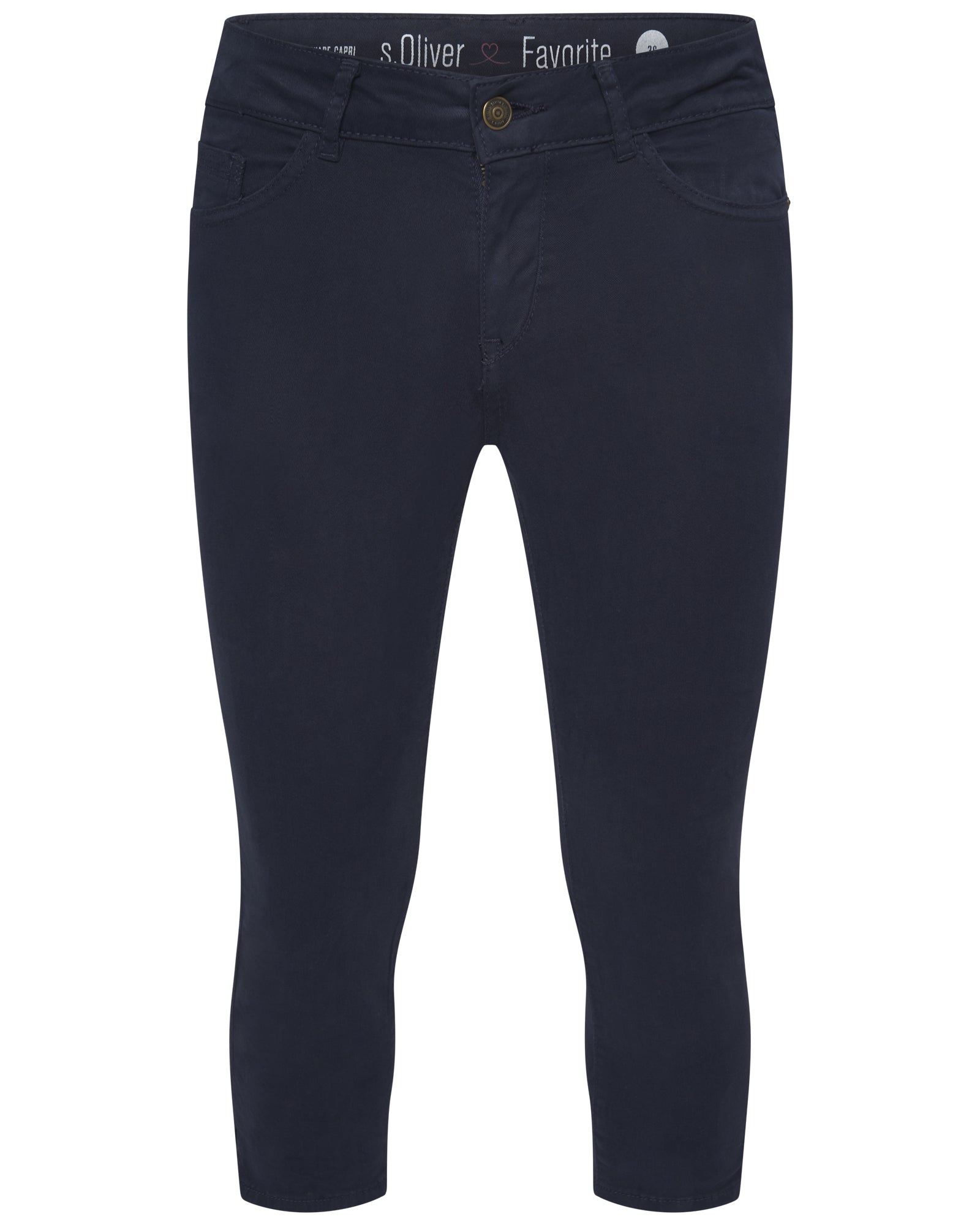 s.Oliver Damen Capri Hose Straight Leg Navy/Weiß Gr. XS S