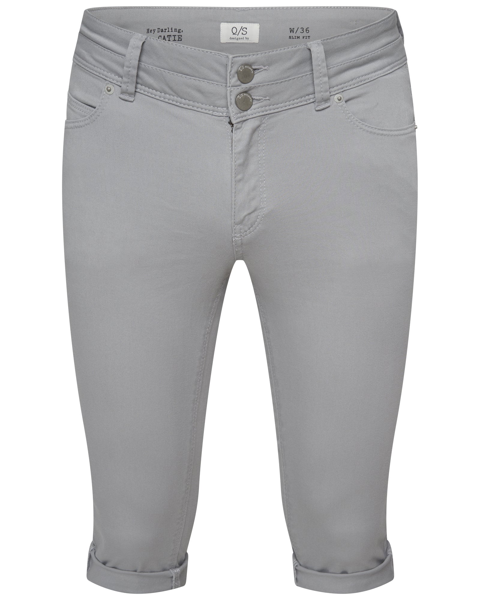 Q/S by s.Oliver Damen Capri Cargo Slim Fit Light Grey 32-36