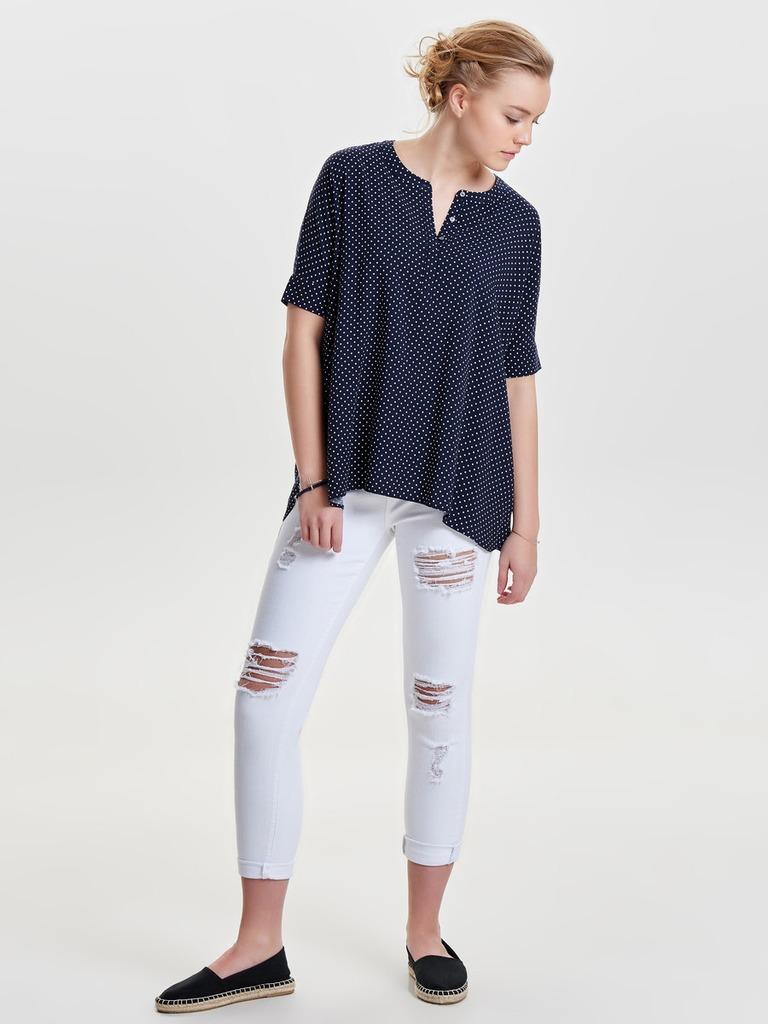 ONLY Damen T-Shirt onlZAFRAN S/S LOOSE TOP DOT WVN