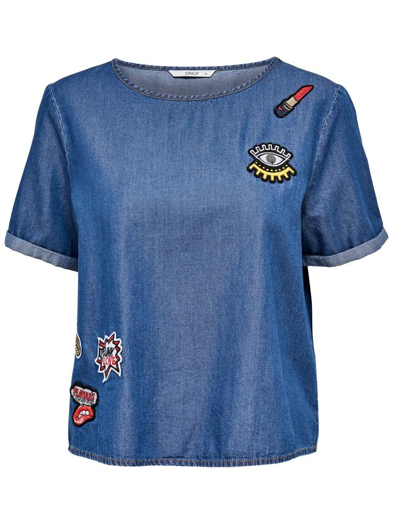 ONLY Damen T-Shirt onlAUSTIN S/S TOP WVN