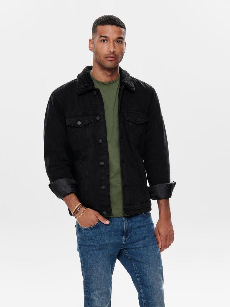 ONLY & SONS Herren Jacke ONSLOUIS Schwarz Baumwolle XS L XL XXL Neu 22013592