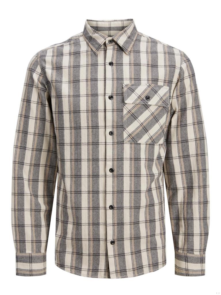 Jack & Jones Herren Hemd JCODESERT HERRINGBONE CHECK SHIRT LS LN