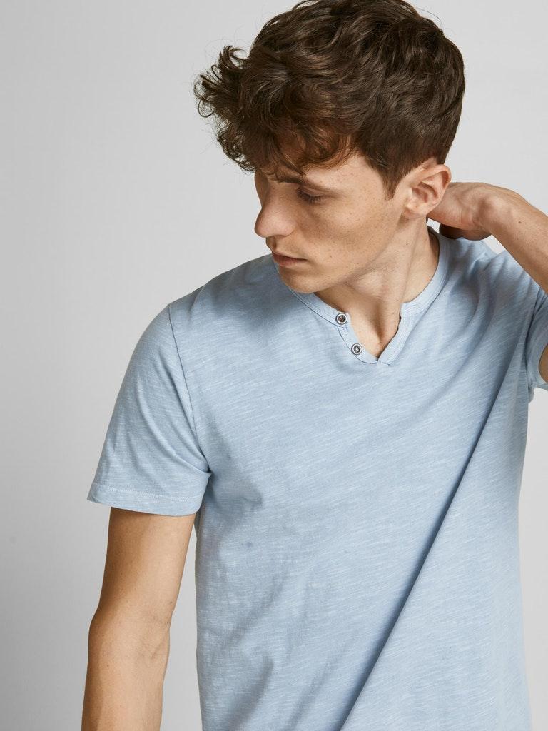 Jack & Jones Herren T-Shirt JJESPLIT NECK TEE SS NOOS
