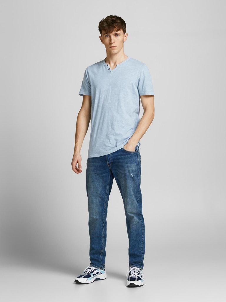 Jack & Jones Herren T-Shirt JJESPLIT NECK TEE SS NOOS