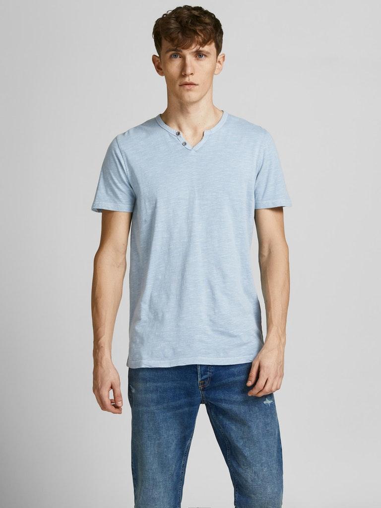 Jack & Jones Herren T-Shirt JJESPLIT NECK TEE SS NOOS