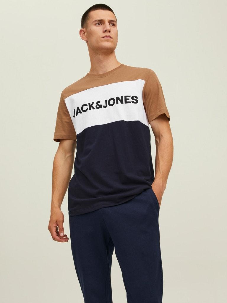 Jack & Jones Herren T-Shirt JJELOGO BLOCKING TEE SS NOOS