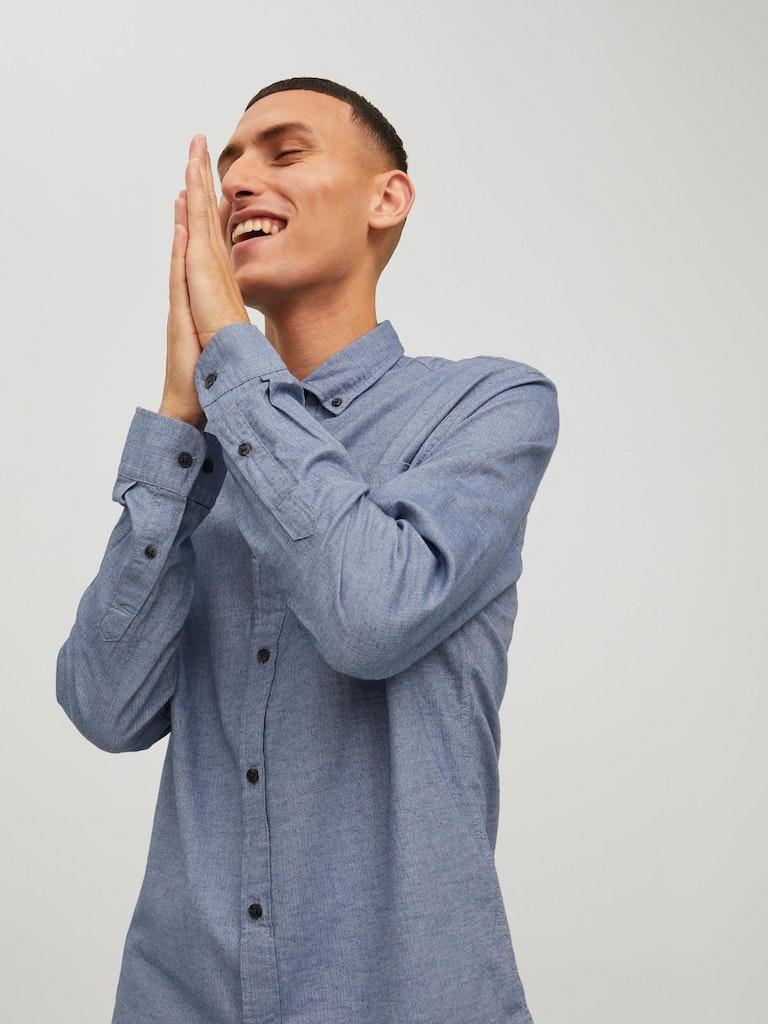Jack & Jones Herren Hemd JJECLASSIC MELANGE SHIRT L/S AU22 SN