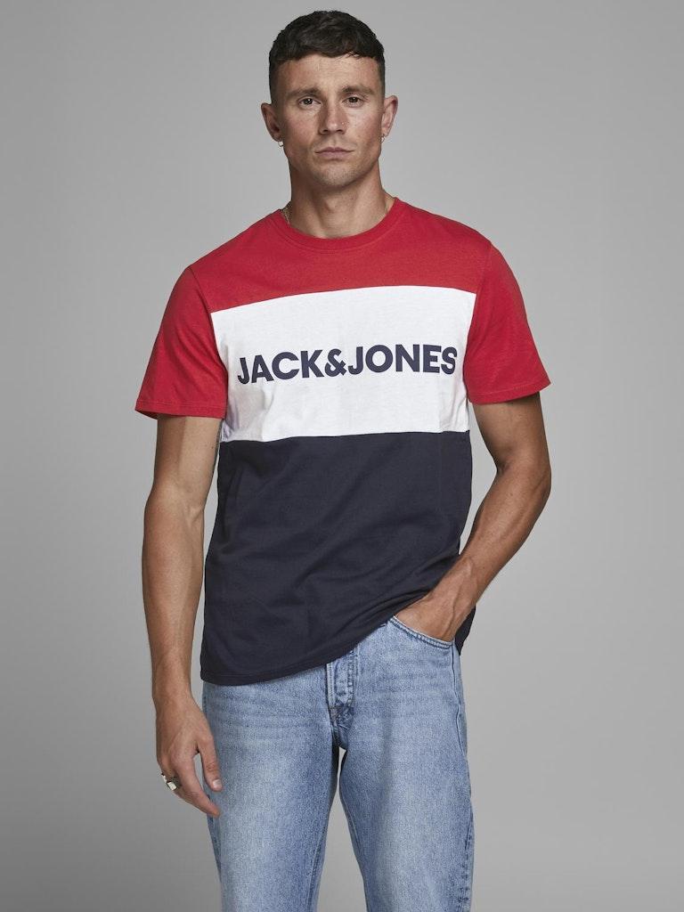 Jack & Jones Herren T-Shirt JJELOGO BLOCKING TEE SS NOOS