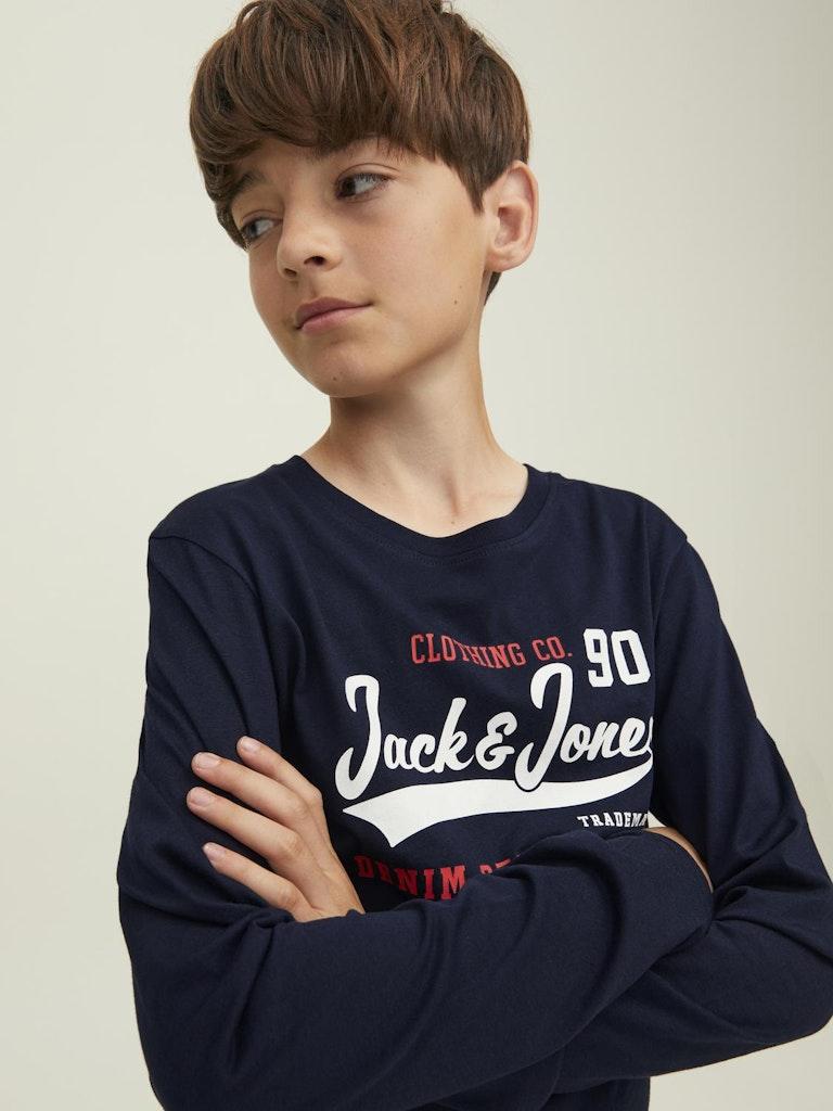 Jack & Jones Jungen T-Shirt JJELOGO TEE LS O-NECK 2COL AW22 NOOS JNR