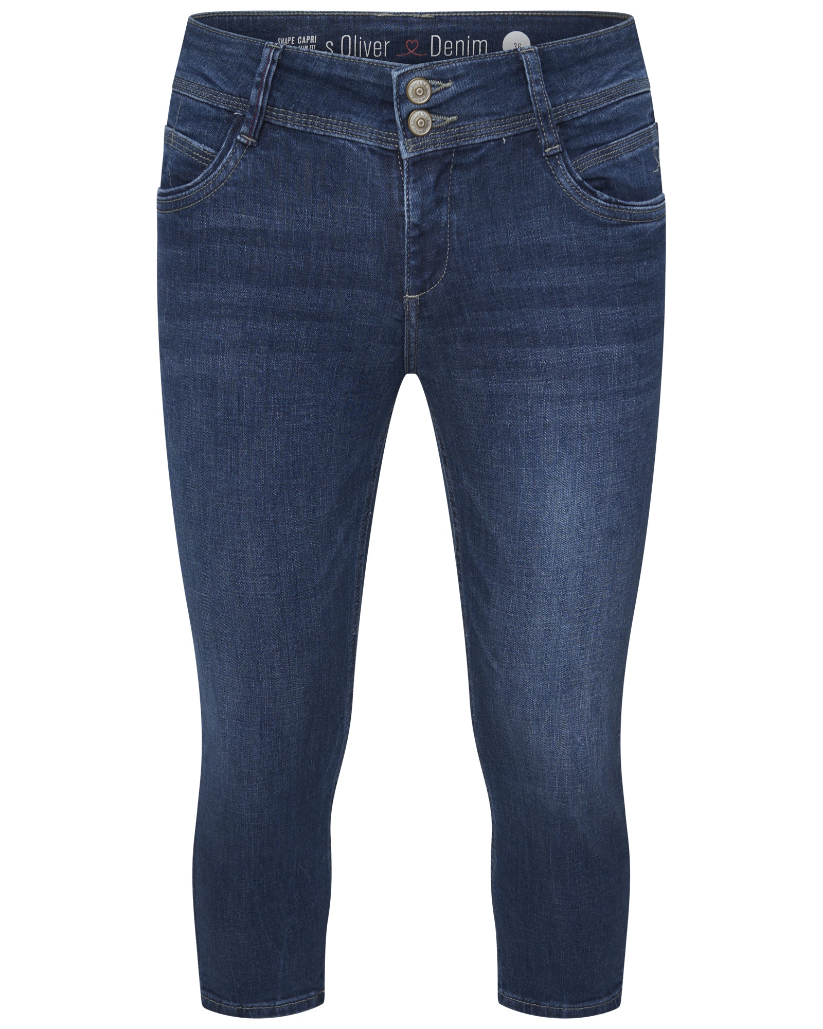 s.Oliver Damen Capri Damen Hose Dunkelblau – Slim Fit, Medium Rise, Stretchkomfort | Modell 04.899.72.5087 Größe 34