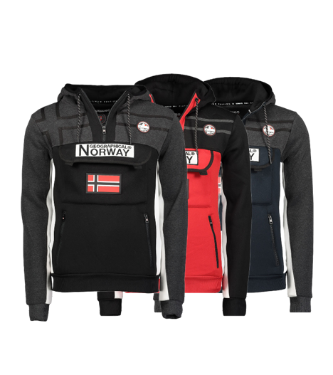 Geographical Norway Herren Hoodie Fitakol – Sweatshirt mit Kapuze & Norwegen-Flagge