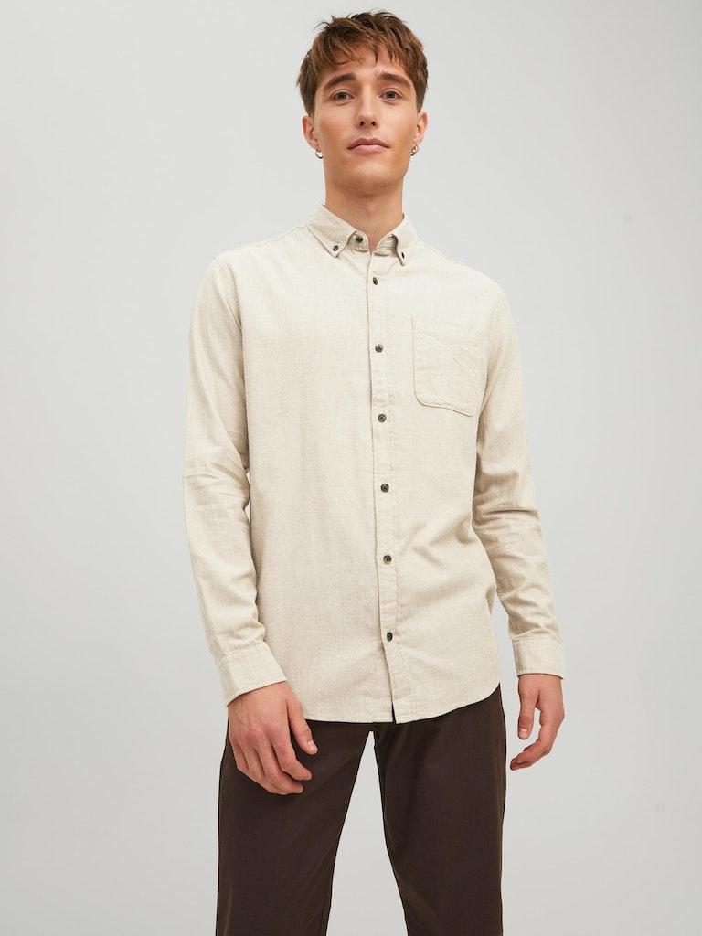 Jack & Jones Herren Hemd JJECLASSIC MELANGE SHIRT L/S AU22 SN