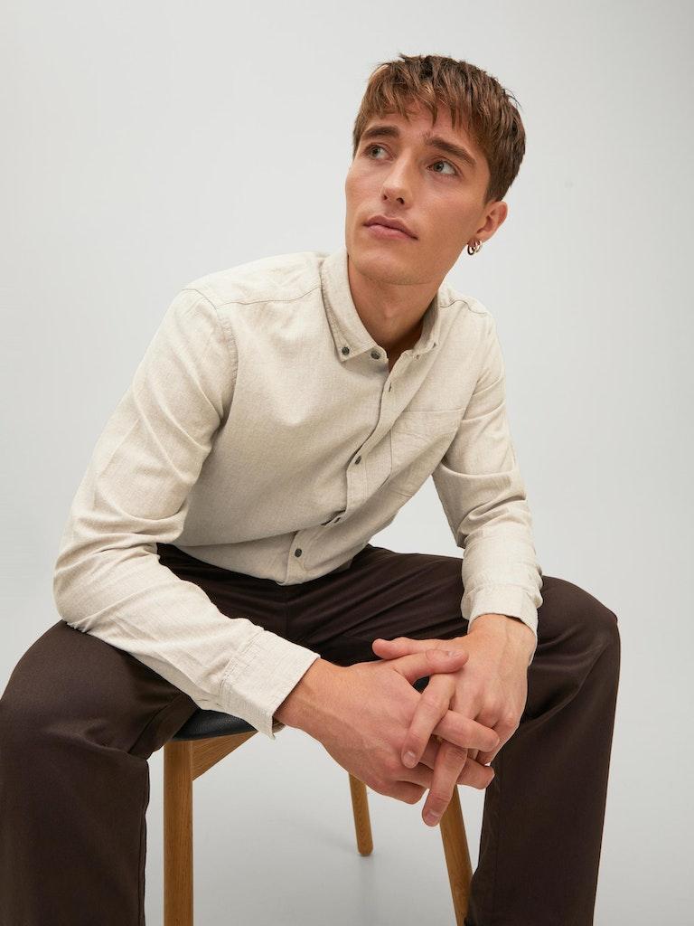 Jack & Jones Herren Hemd JJECLASSIC MELANGE SHIRT L/S AU22 SN
