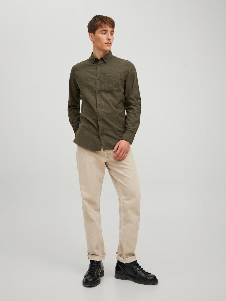 Jack & Jones Herren Hemd JJECLASSIC MELANGE SHIRT L/S AU22 SN