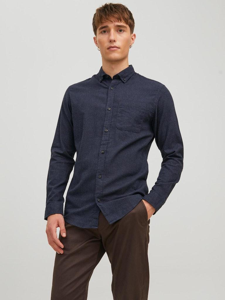 Jack & Jones Herren Hemd JJECLASSIC MELANGE SHIRT L/S AU22 SN