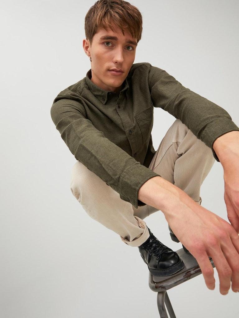Jack & Jones Herren Hemd JJECLASSIC MELANGE SHIRT L/S AU22 SN