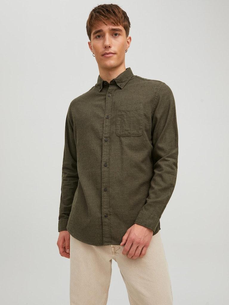 Jack & Jones Herren Hemd JJECLASSIC MELANGE SHIRT L/S AU22 SN